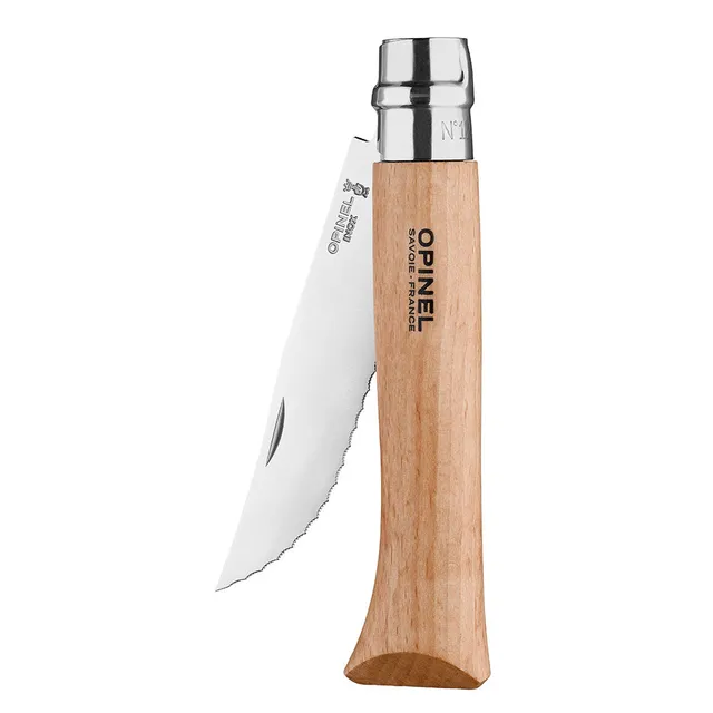 opinel-no-12-serrated-folding-knife-beechwood-handle-stainless-serrated-blade image 1