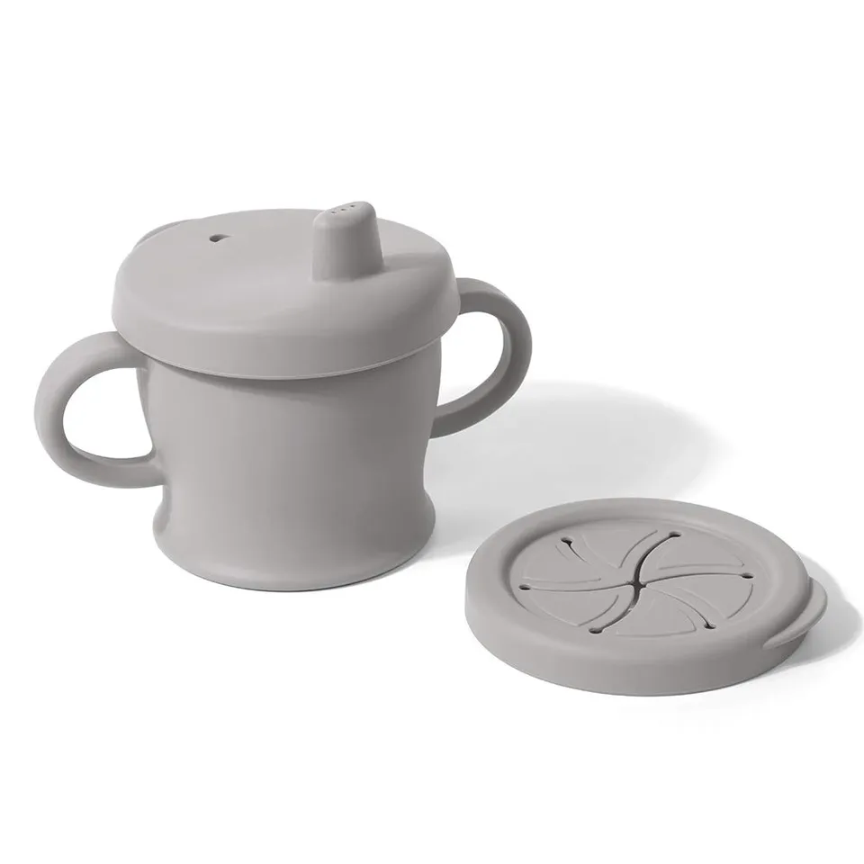 haakaa-sip-n-snack-cup-2-in-1-sippy-cup-snack-container-drop-proof-9-oz-grey image 1