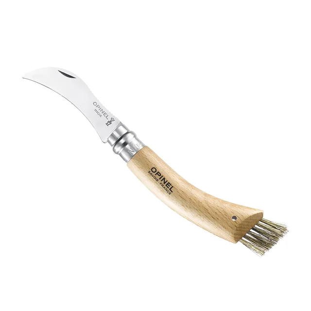 opinel-no-08-mushroom-knife-with-boar-bristle-brush image 1