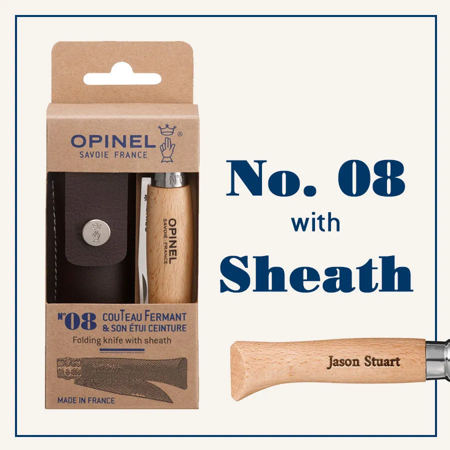 opinel-no-08-stainless-steel-folding-knife-engraved-gift-bundle-set-of-6-with-sh image 1