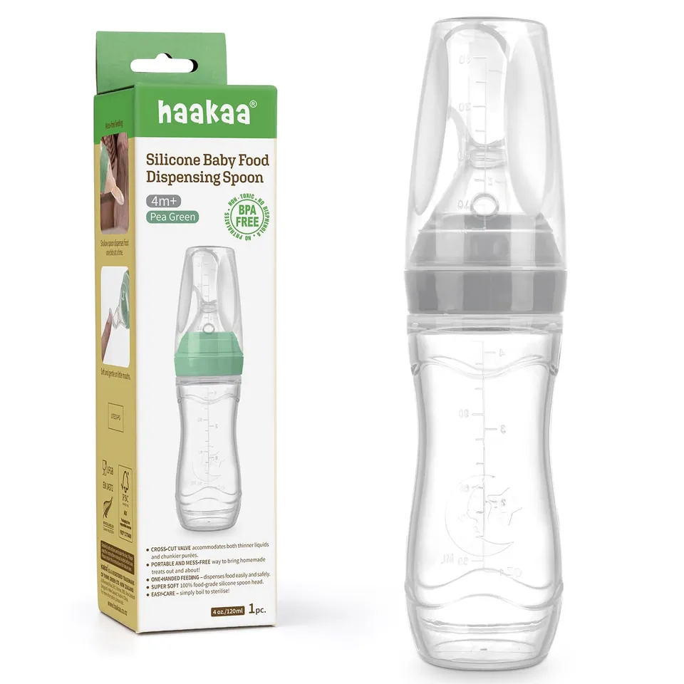 haakaa-silicone-baby-food-dispensing-spoon-feeder-4oz-squeeze-feeder-for-purees- image 1