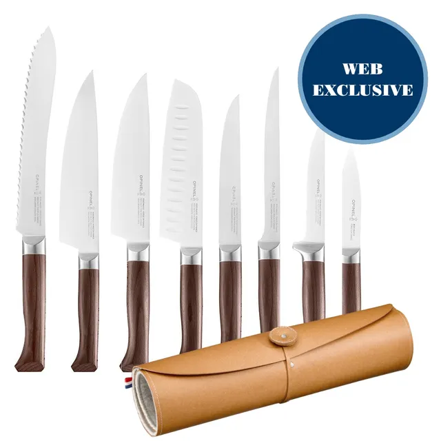 opinel-chef-at-work-les-forg-s-1890-knife-set-9-pieces-with-leather-roll image 1