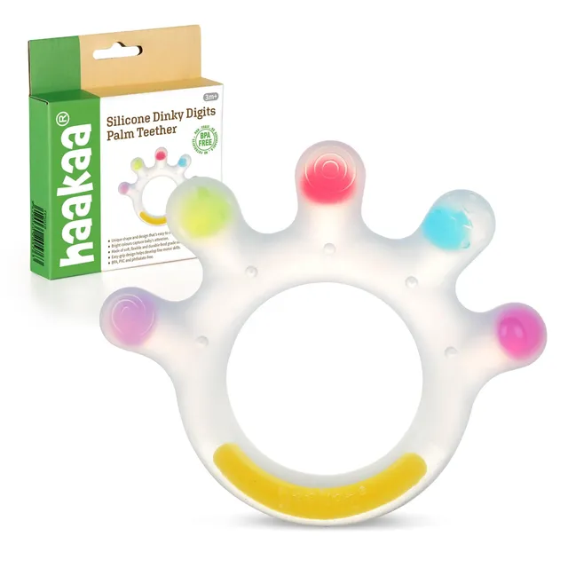 haakaa-dinky-digits-palm-teether-food-grade-silicone-baby-teething-toys-for-0-6- image 1