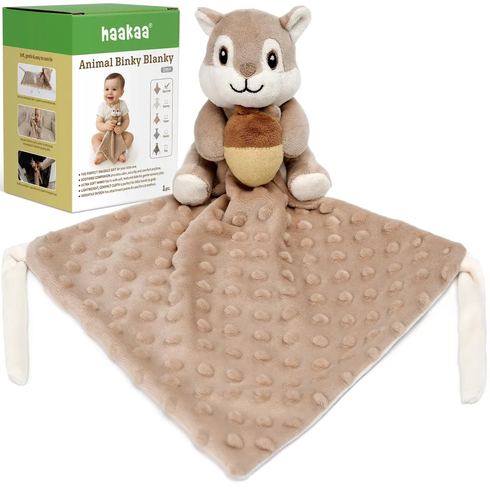 haakaa-squirrel-security-blankets-for-babies-ultra-silky-soft-lovey-blanket image 1