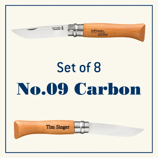 opinel-no-09-carbon-steel-folding-knife-engraved-gift-bundle-set-of-8 image 1