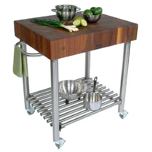 john-boos-walnut-cucina-d-amico-kitchen-cart-5-thick-butcher-block-top-stainless image 1