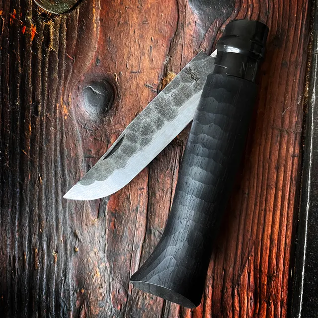 opinel-no-08-carbon-forged-limited-edition-folding-knife-with-ebony-wood-handle image 1