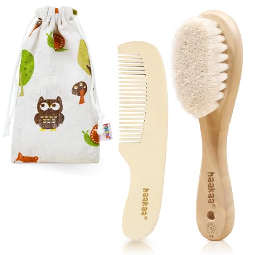 haakaa-natural-wool-baby-hair-brush-and-comb-set-for-newborns-toddlers-2-pack image 8