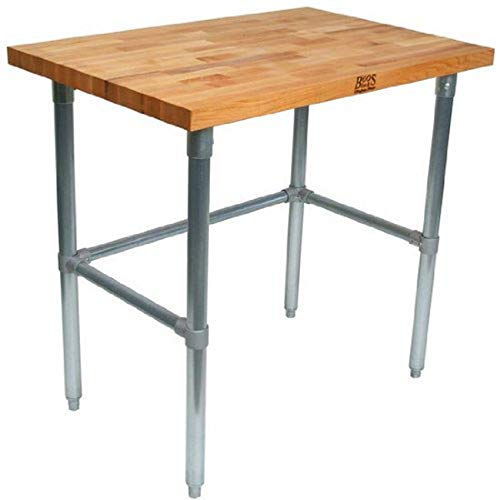john-boos-hnb14-maple-top-work-table-with-galvanized-steel-base-and-bracing-48-l image 2