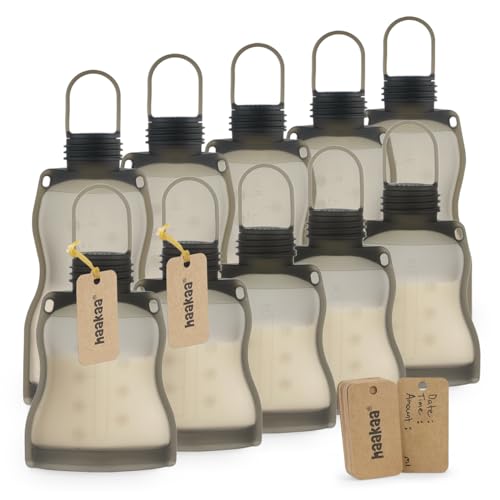 haakaa-reusable-silicone-breastmilk-storage-bag-set-9oz-4-5oz-10-pack-leak-proof image 8