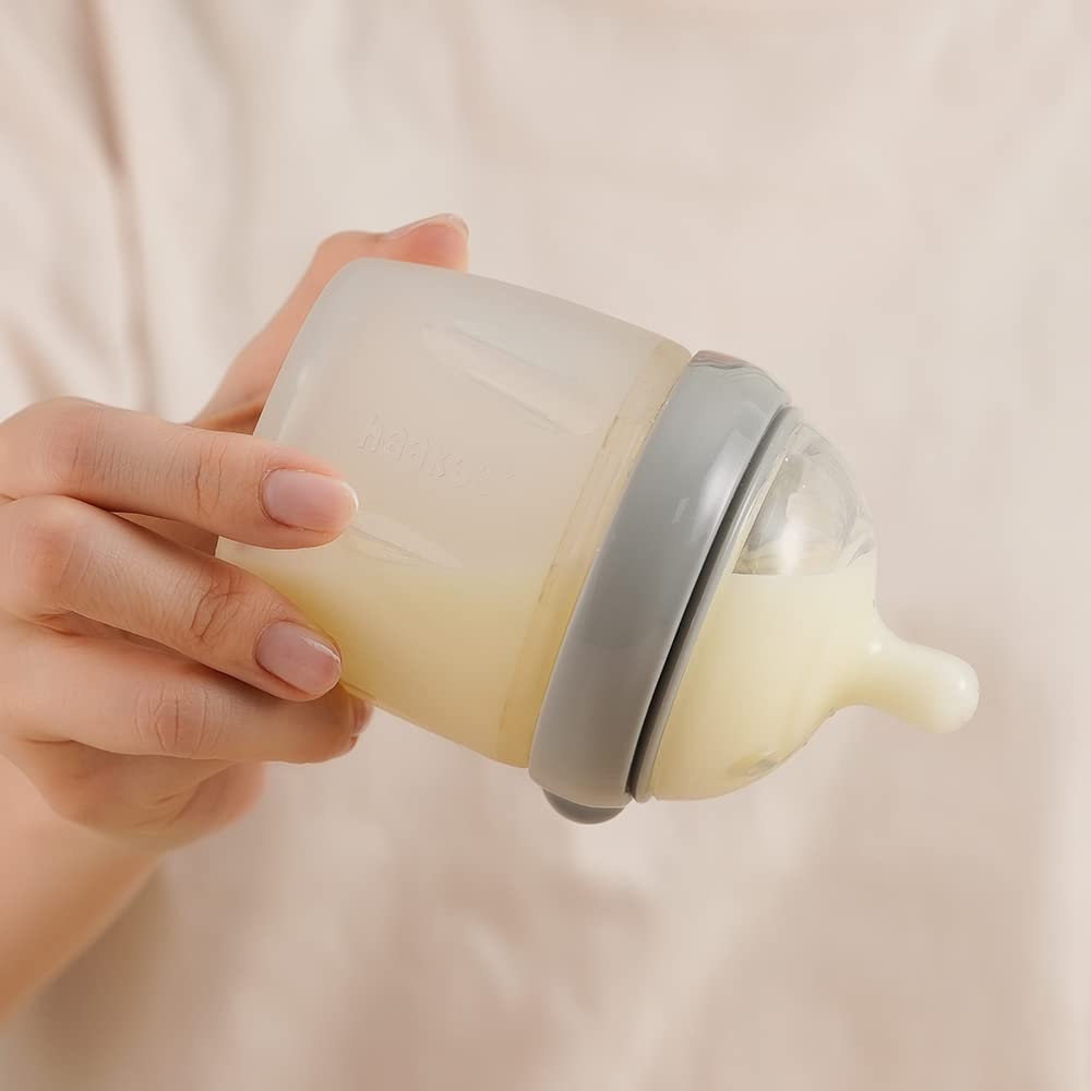 haakaa-gen-3-silicone-baby-bottle-with-anti-colic-nipple-5oz-160ml-grey image 5