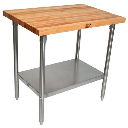 john-boos-sns07-maple-top-work-table-with-stainless-steel-base-and-adjustable-lo image 2