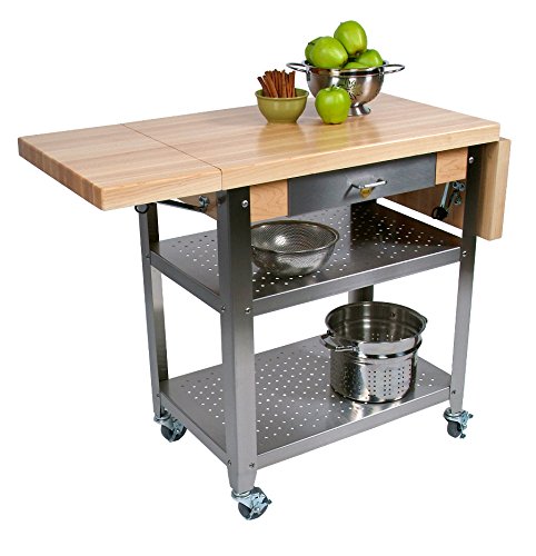 john-boos-cucina-elegante-maple-and-stainless-steel-drop-leaf-kitchen-cart-50-x- image 4