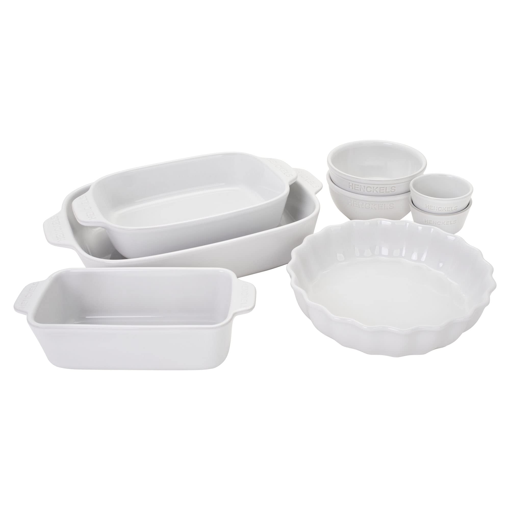 henckels-ceramic-8-piece-mixed-bakeware-serving-set-white image 1