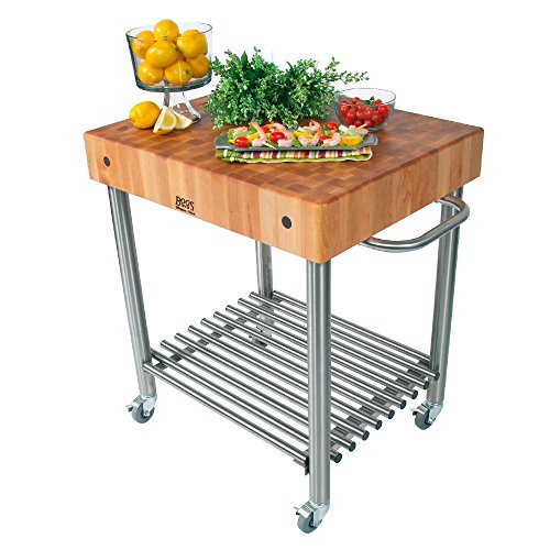 john-boos-30-x-24-maple-worktable-with-stainless-steel-cart image 2