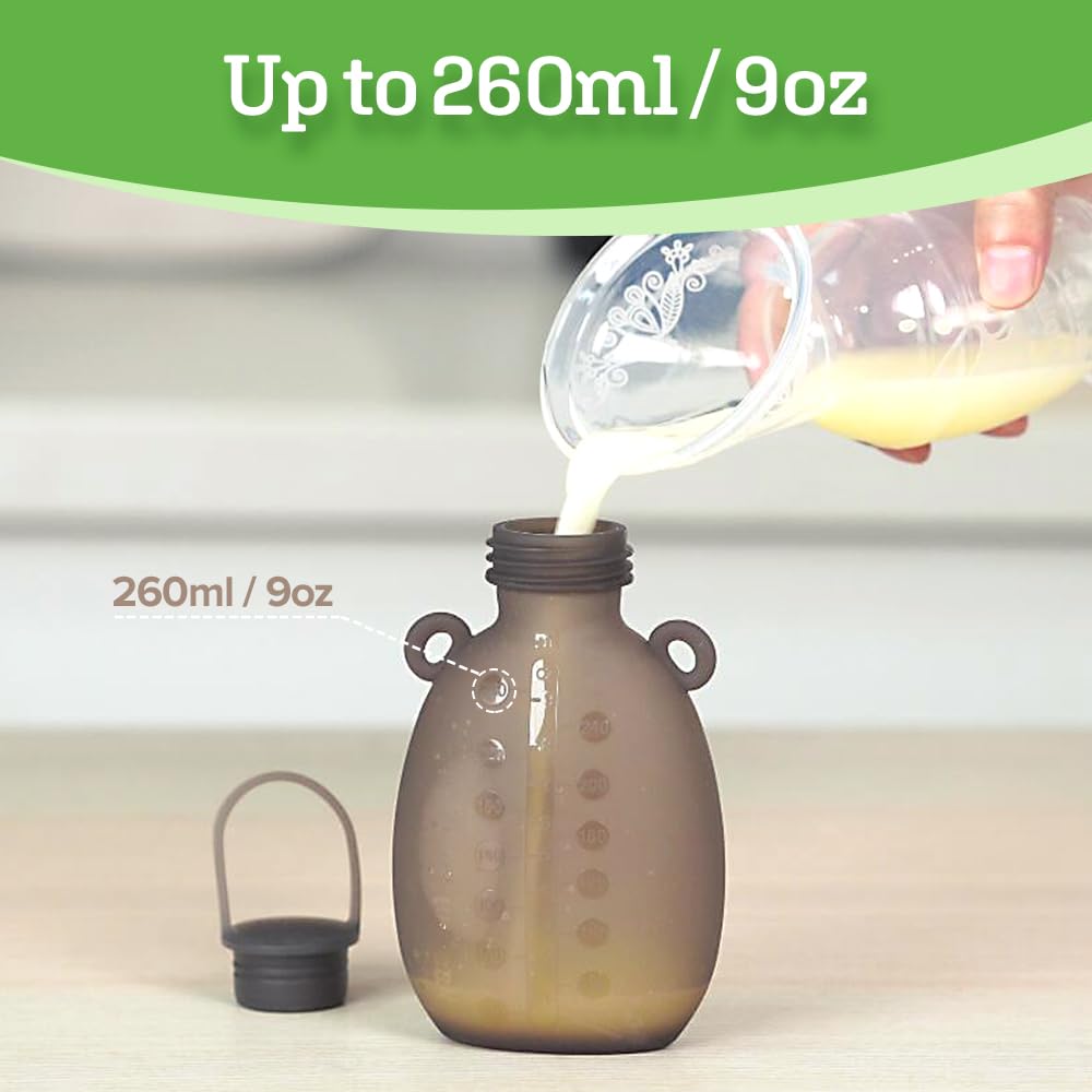haakaa-happii-bear-silicone-breast-milk-storage-bag-reusable-squeeze-pouch-5-pac image 2