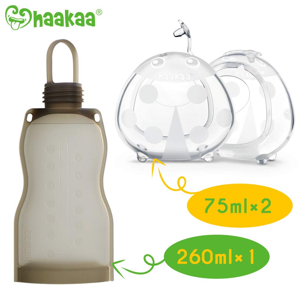 haakaa-manual-breast-pump-with-bag-combo-ladybug-collector-x2-260ml-storage-bag image 2