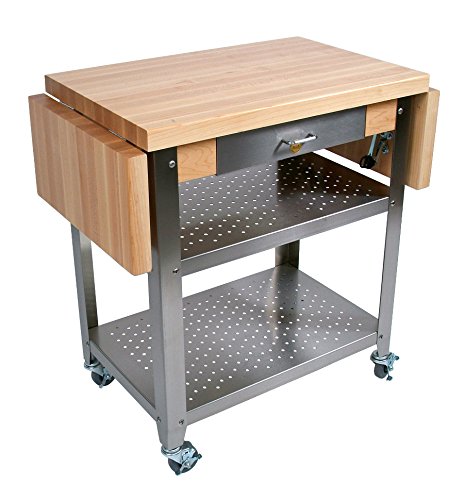 john-boos-cucina-elegante-maple-and-stainless-steel-drop-leaf-kitchen-cart-50-x- image 3