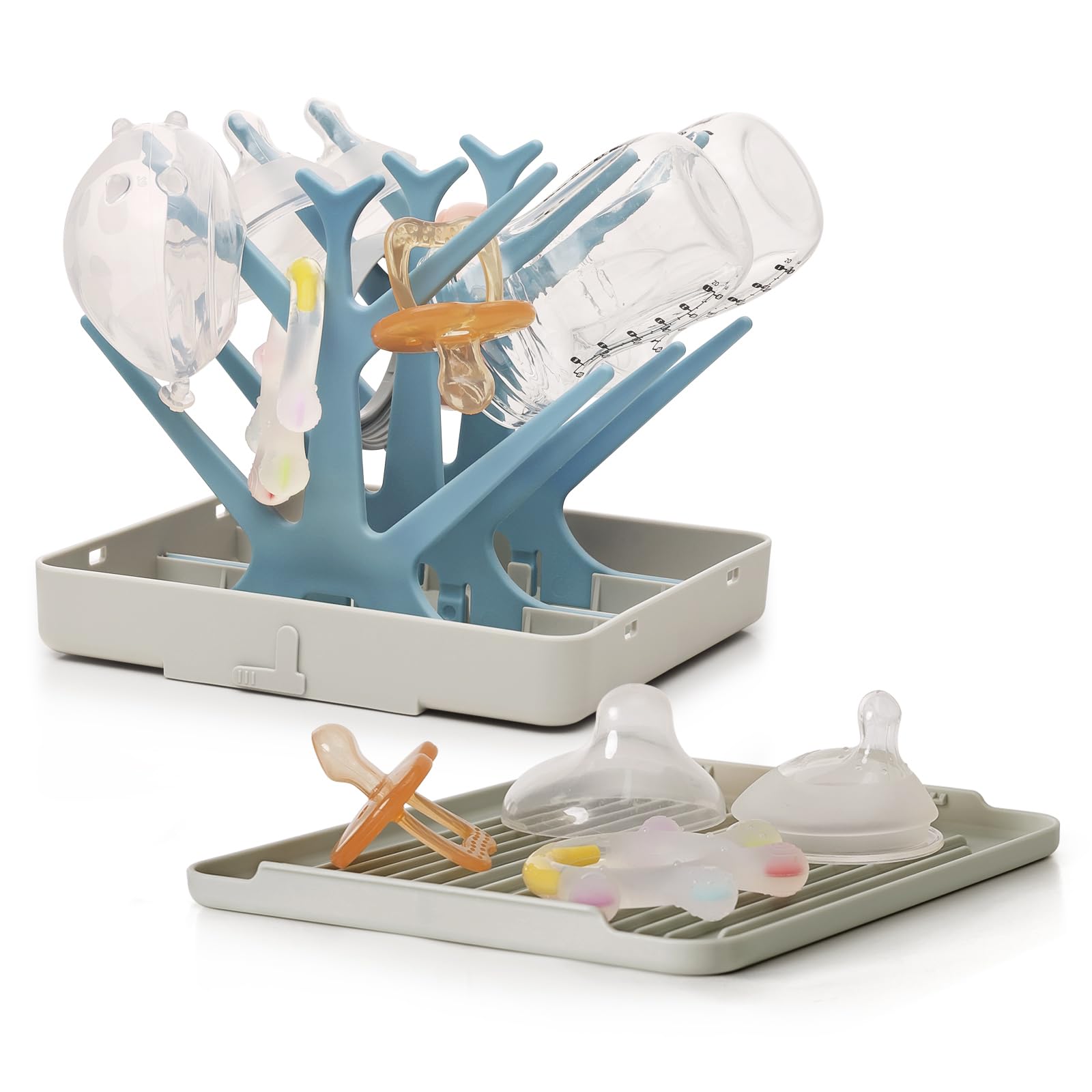 haakaa-portable-baby-bottle-drying-rack-with-tray-foldable-space-saving-bpa-free image 8