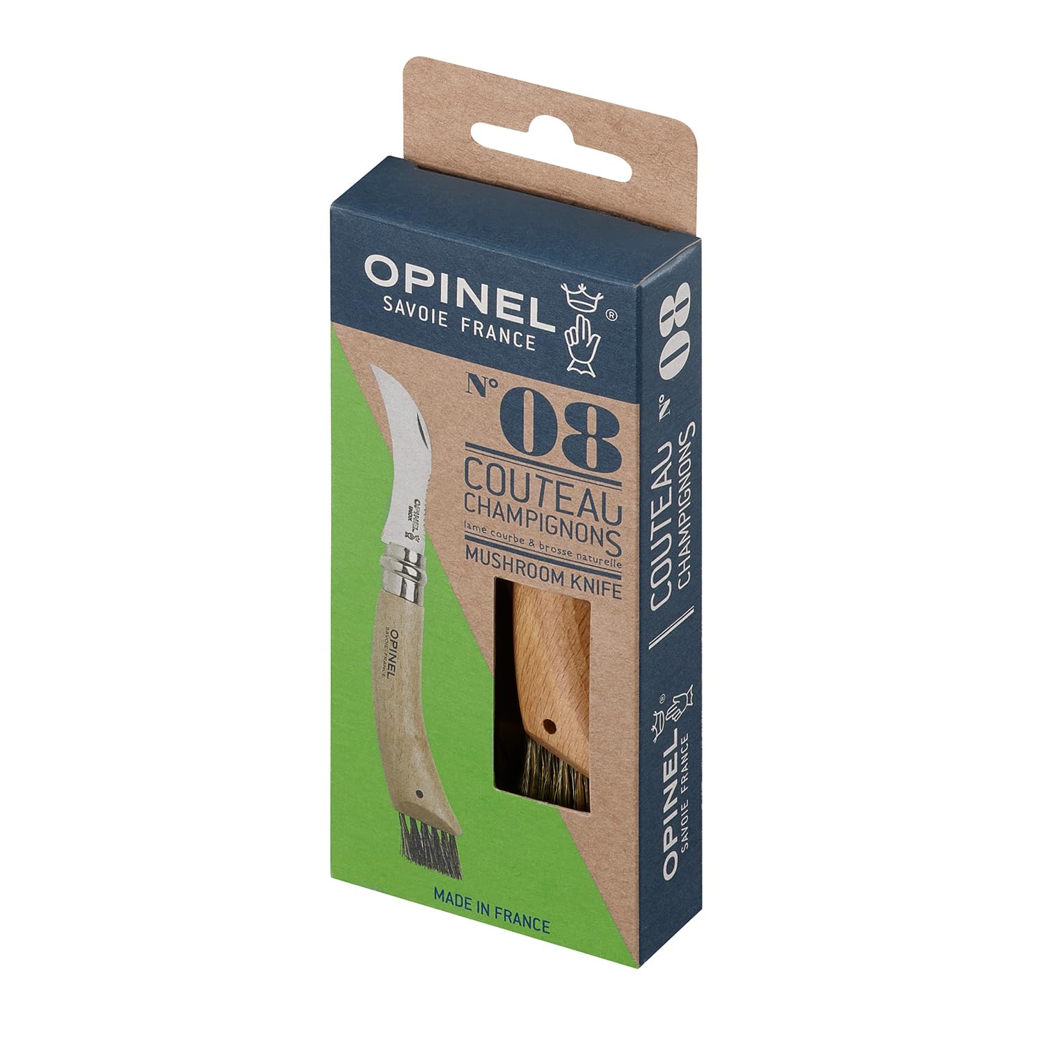 opinel-no-08-mushroom-knife-curved-sandvik-steel-blade-beechwood-handle-with-int image 3