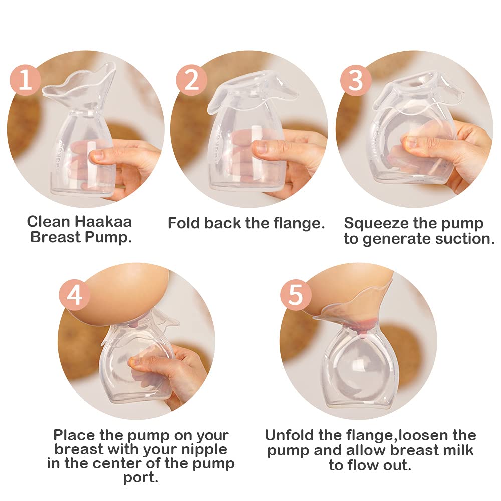 haakaa-manual-breast-pump-petal-silicone-with-flower-stopper-strap-7oz-200ml image 5