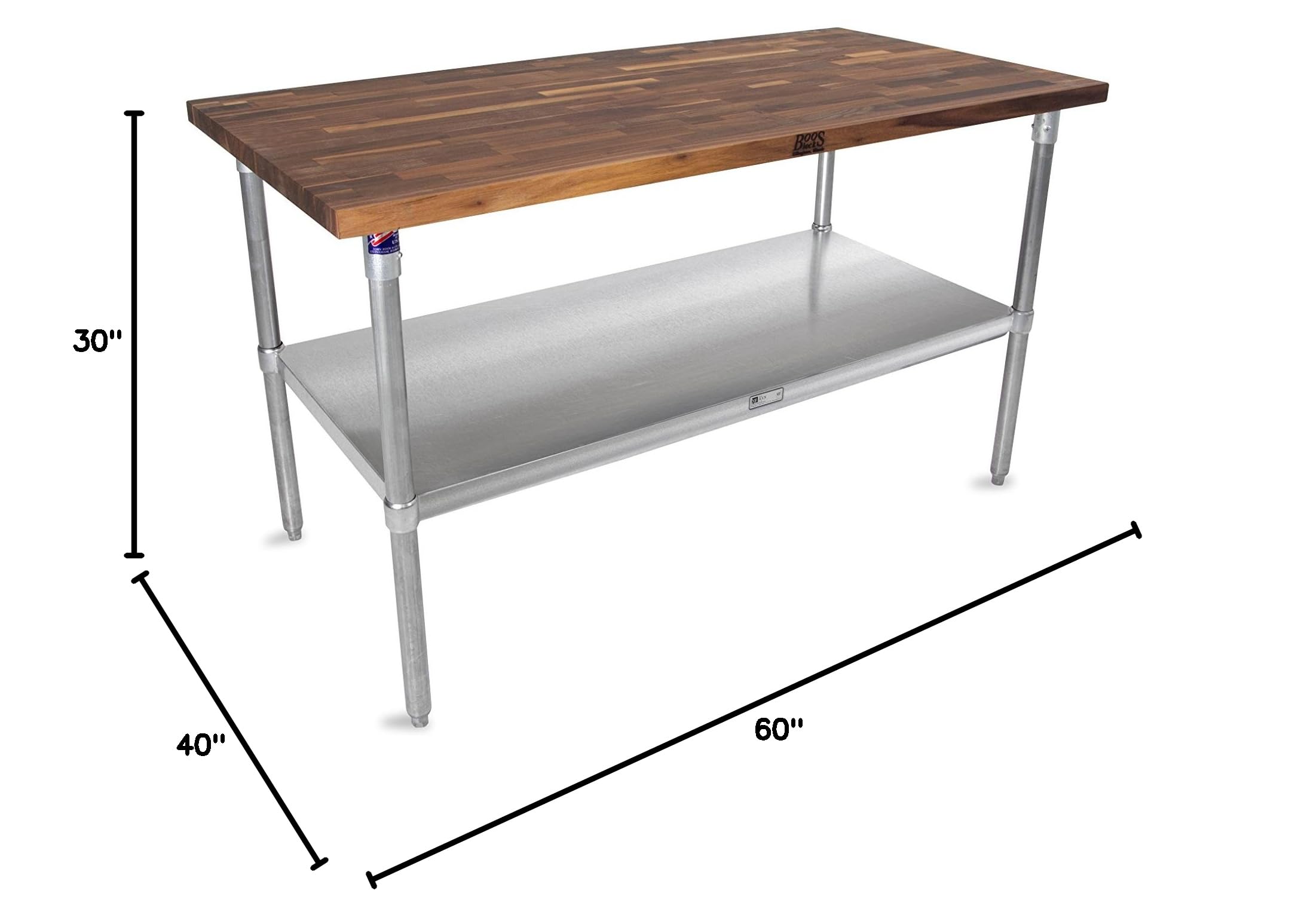 john-boos-wal-sns-walnut-top-worktable-with-stainless-base-shelf-60-x-30-x-40 image 2