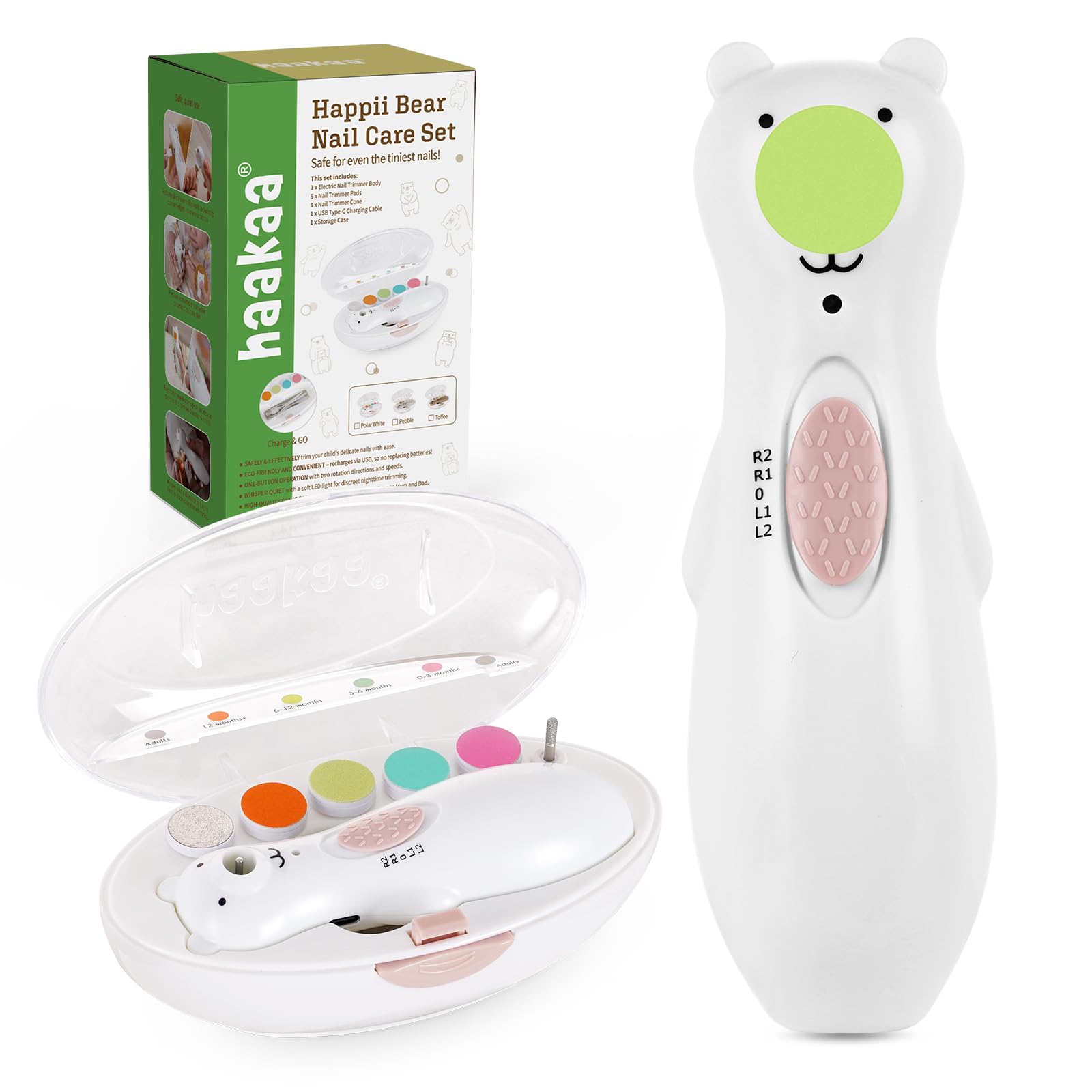 haakaa-rechargeable-baby-nail-file-electric-baby-nail-trimmer-with-led-light-and image 1