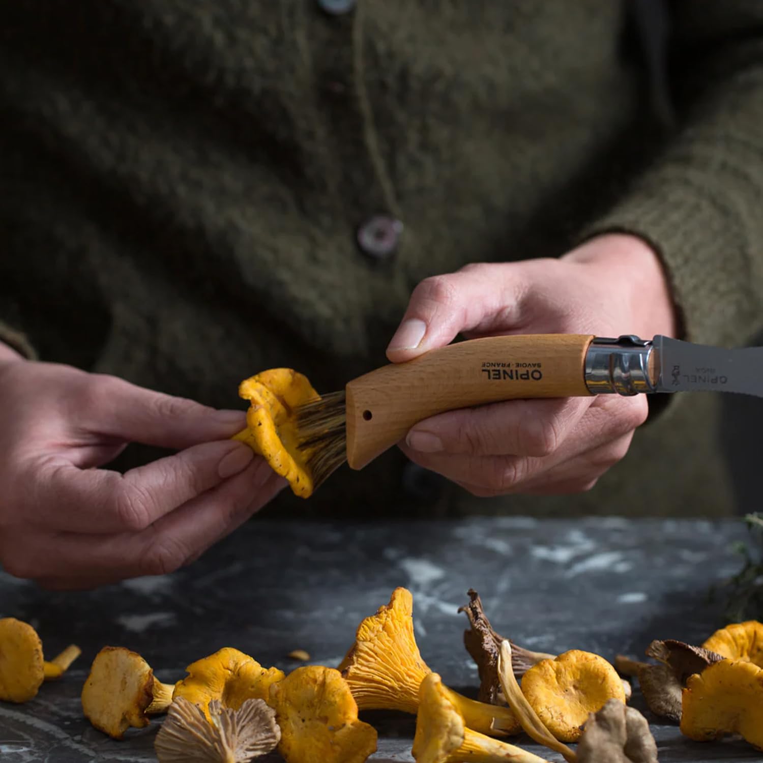 opinel-no-08-mushroom-knife-curved-sandvik-steel-blade-beechwood-handle-with-int image 6