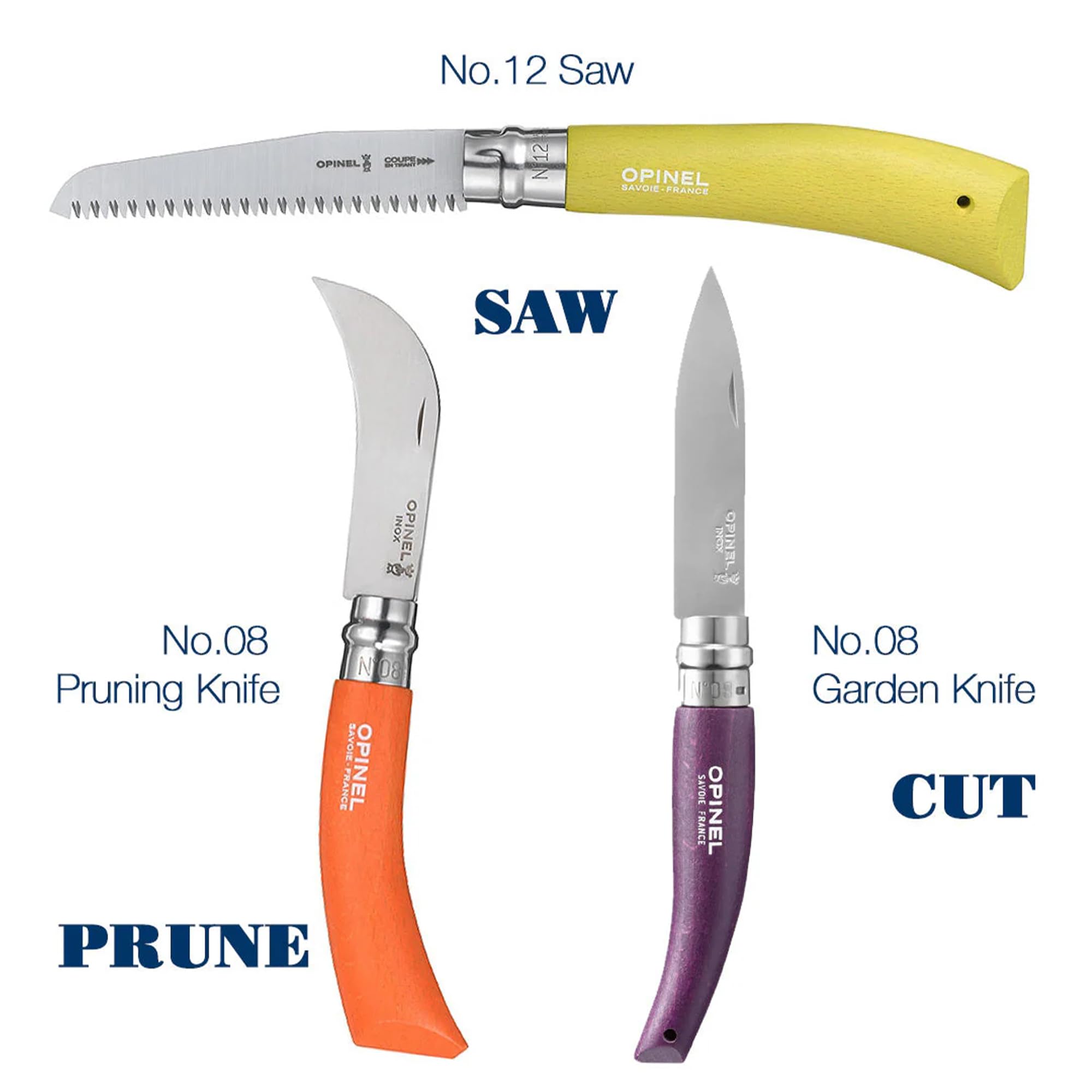 opinel-3-piece-gardening-tool-set-no-12-folding-saw-no-8-pruning-knife-no-8-gard image 2