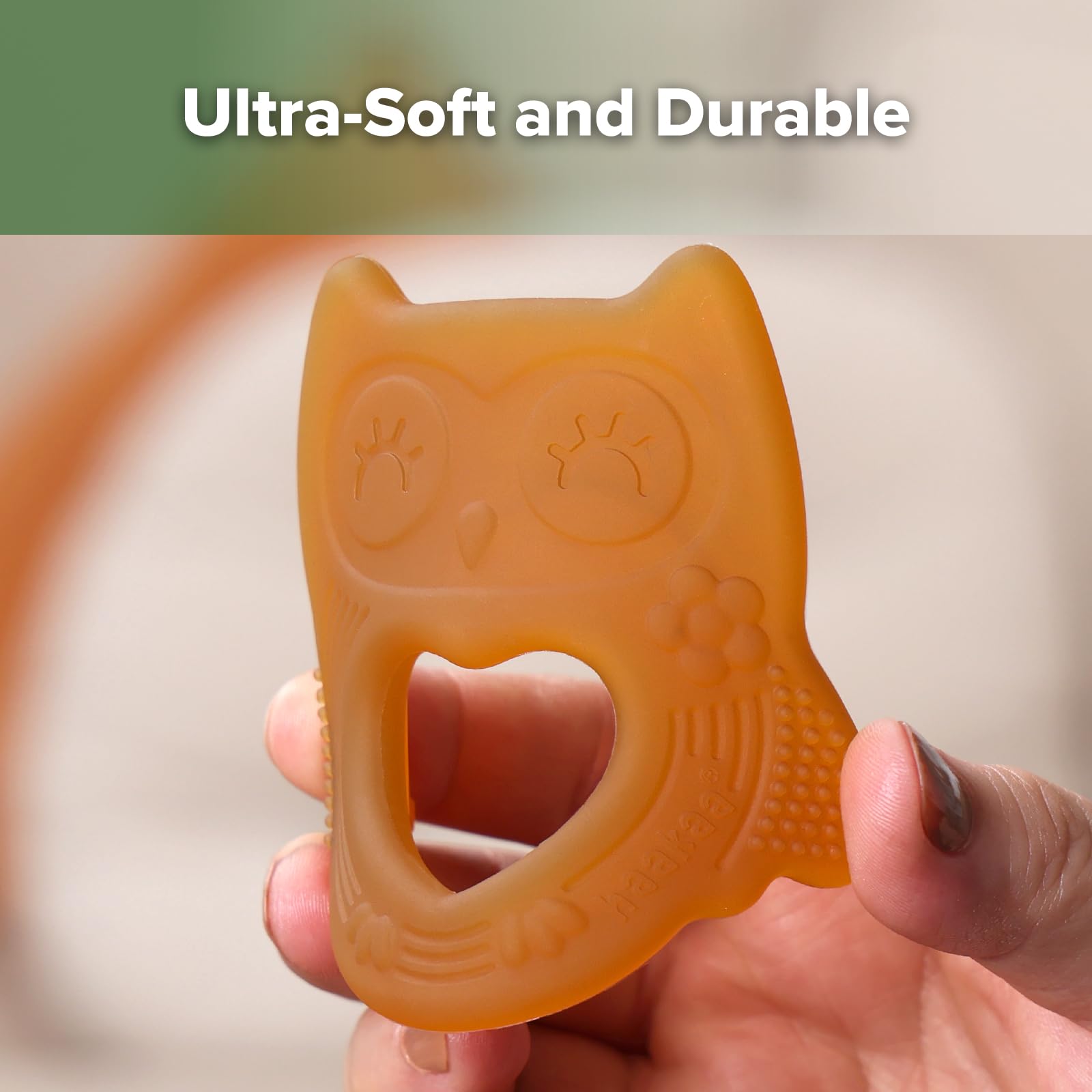 haakaa-silicone-owl-teether-food-grade-bpa-free-multi-texture-teething-toy-for-b image 3