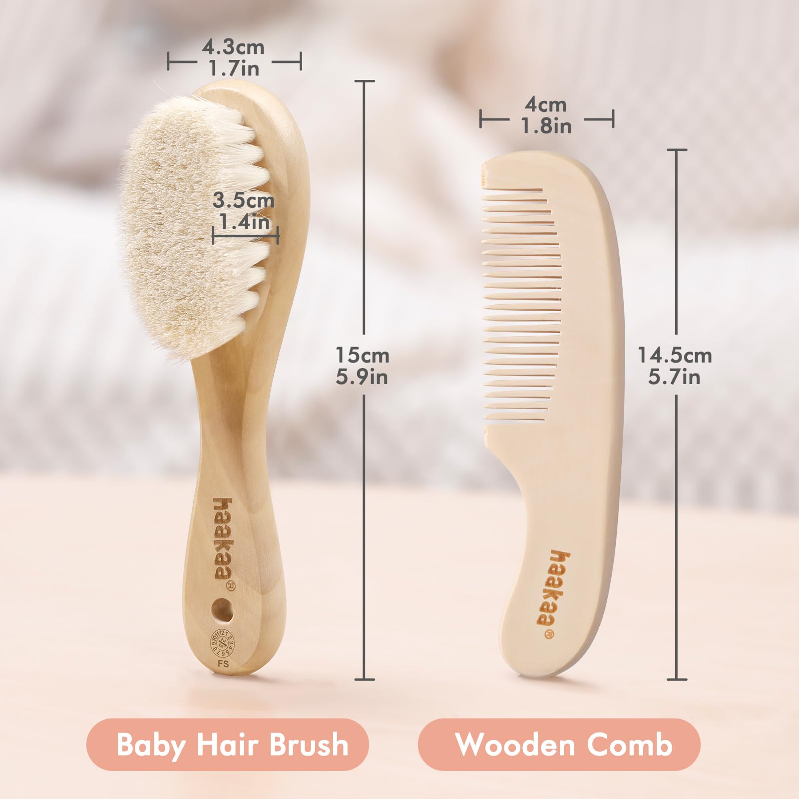 haakaa-natural-wool-baby-hair-brush-and-comb-set-for-newborns-toddlers-2-pack image 7