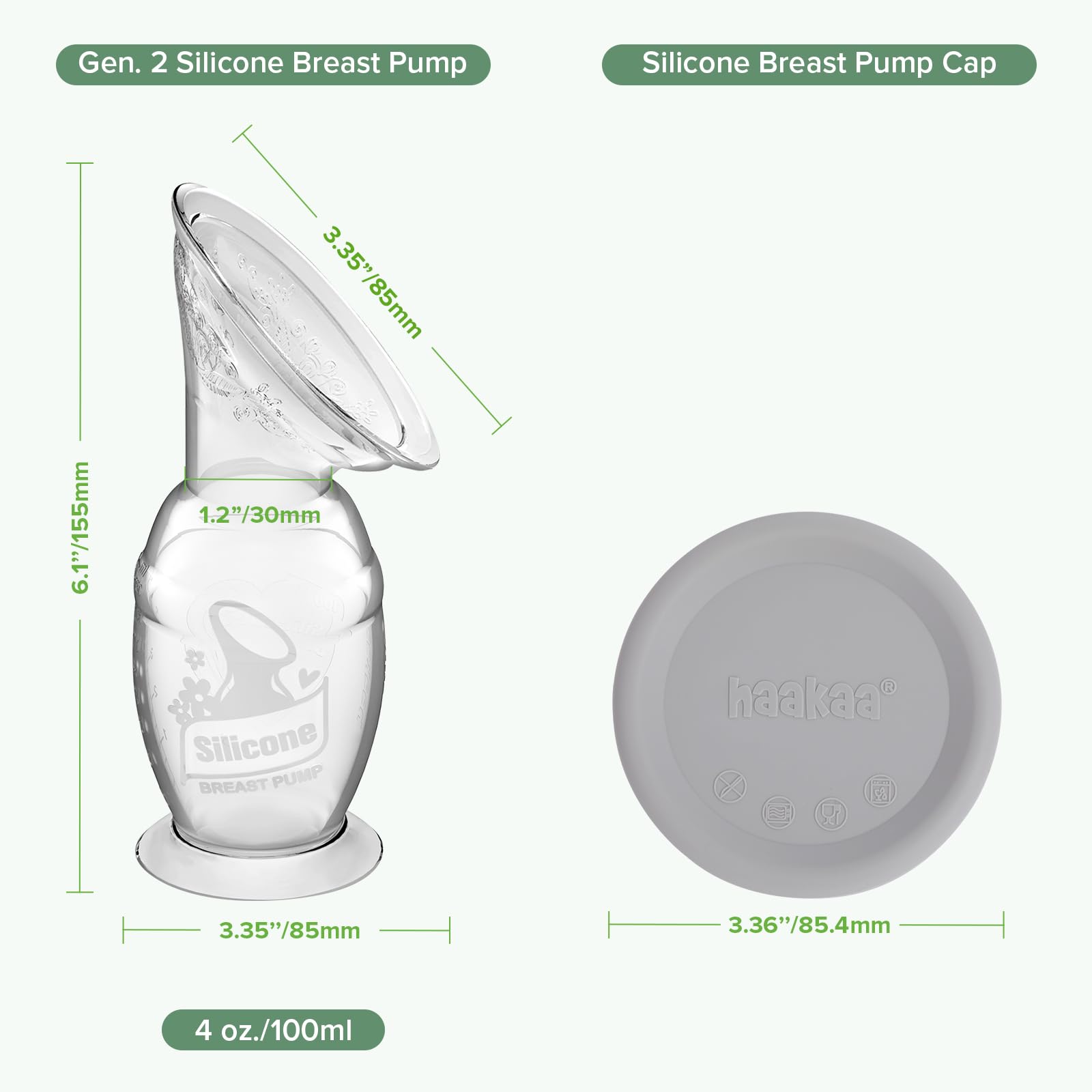 haakaa-gen-2-manual-breast-pump-with-base-and-lid-4oz-100ml-silicone image 8