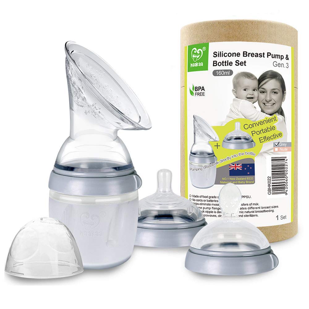 haakaa-gen-3-manual-breast-pump-set-5-4oz-food-grade-silicone-with-teat-and-feed image 1