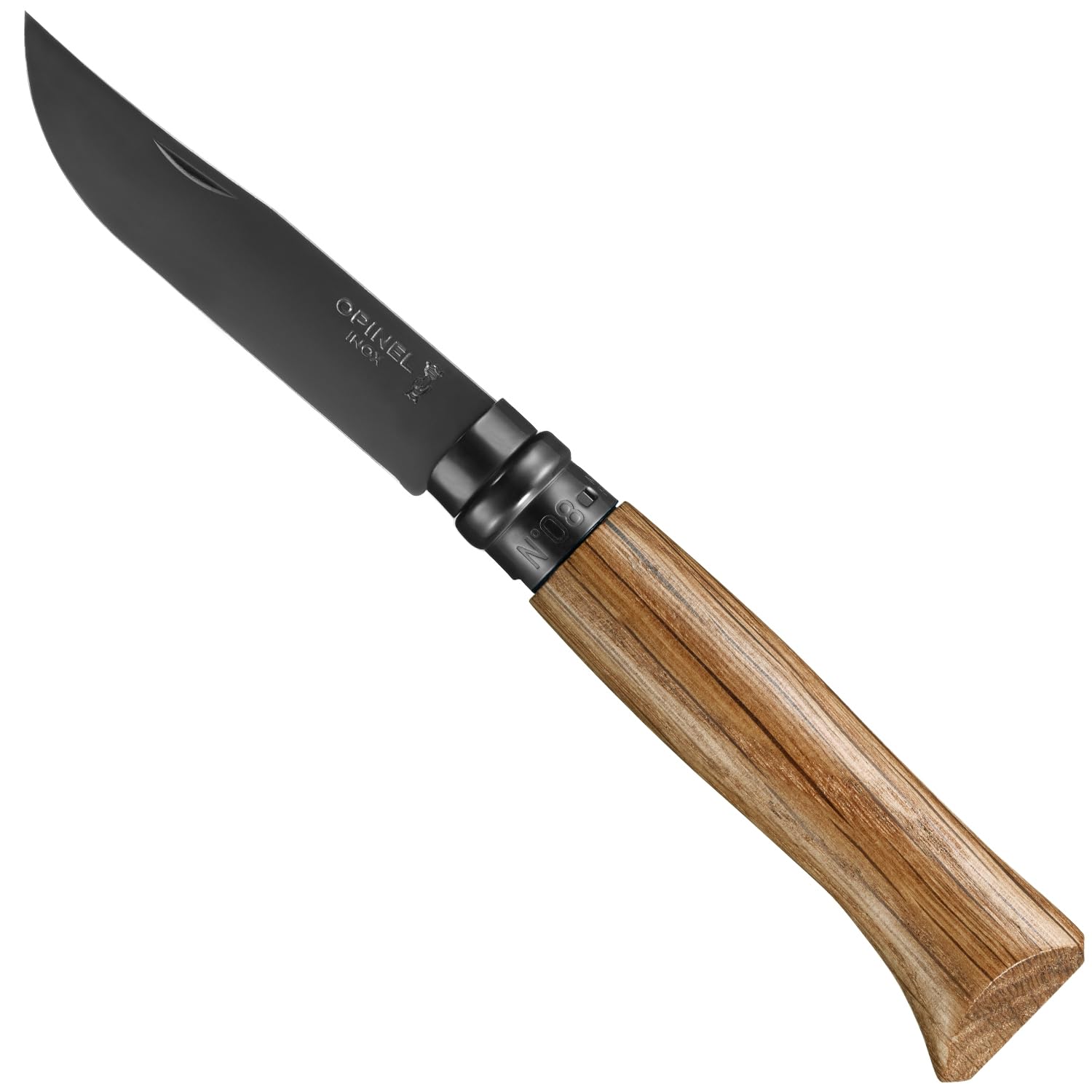 opinel-no-08-stainless-steel-folding-pocket-knife-black-oak-handle-virobloc-safe image 2