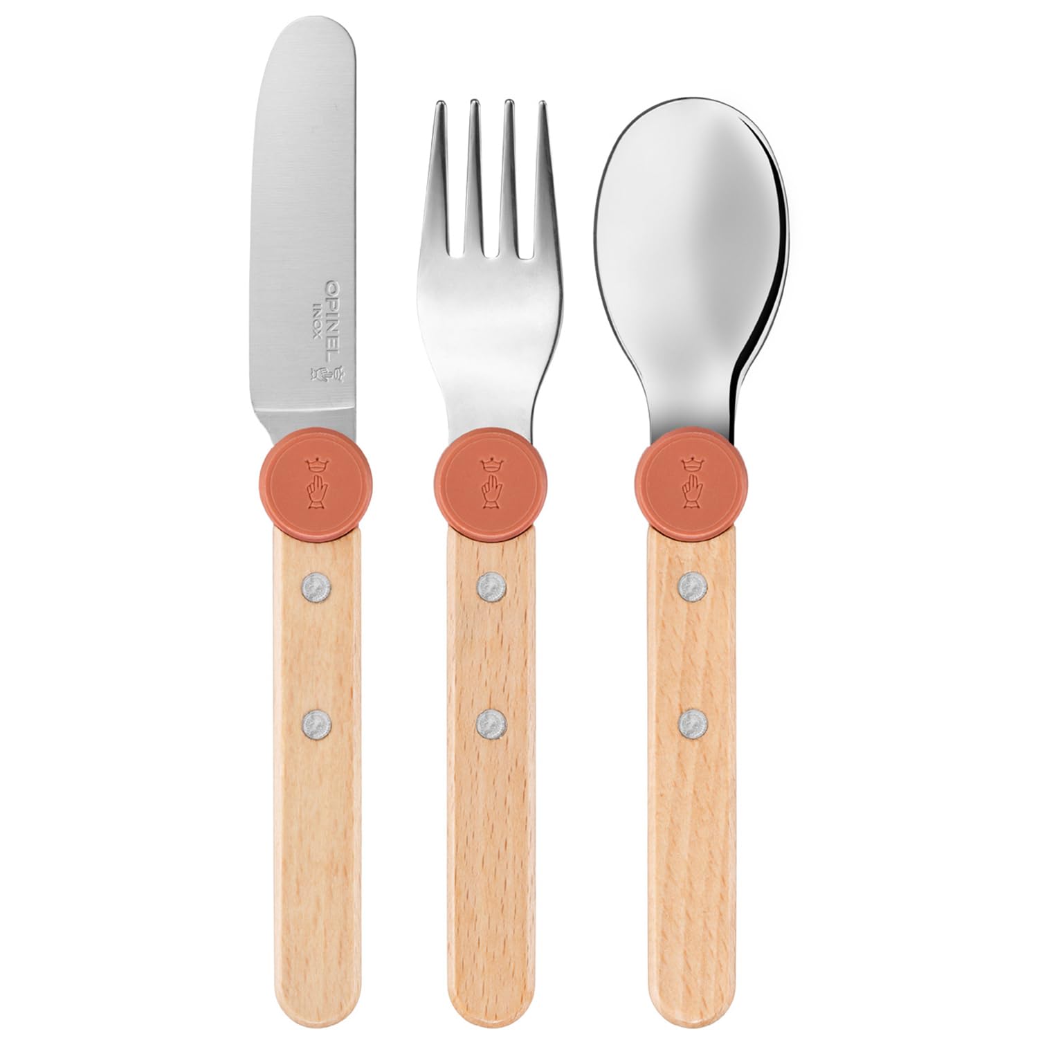 opinel-le-petit-gourmet-3-piece-children-s-cutlery-set-coral image 3