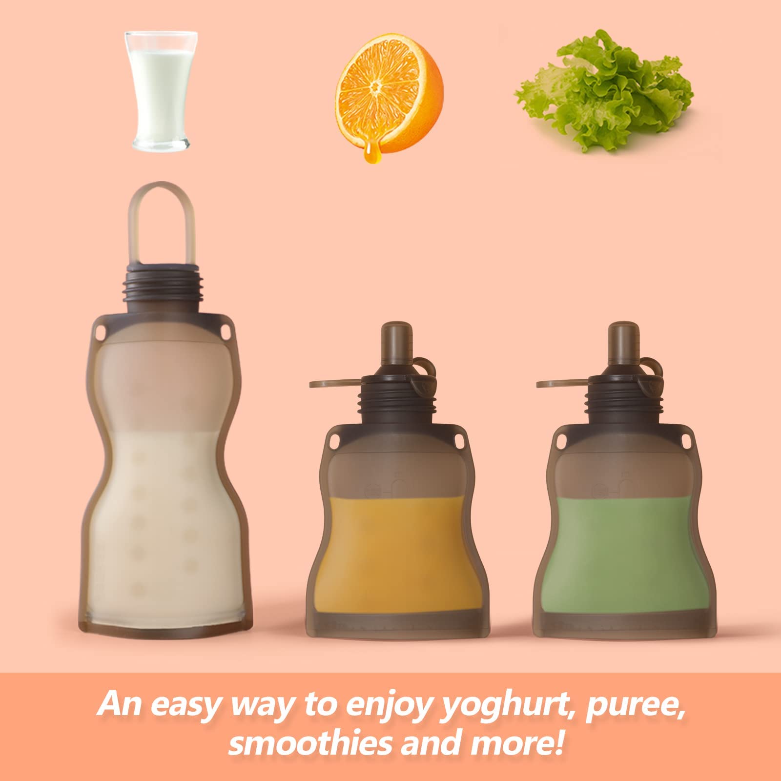 haakaa-reusable-silicone-breast-milk-storage-bags-9oz-5-pack-with-sippy-spout-at image 2