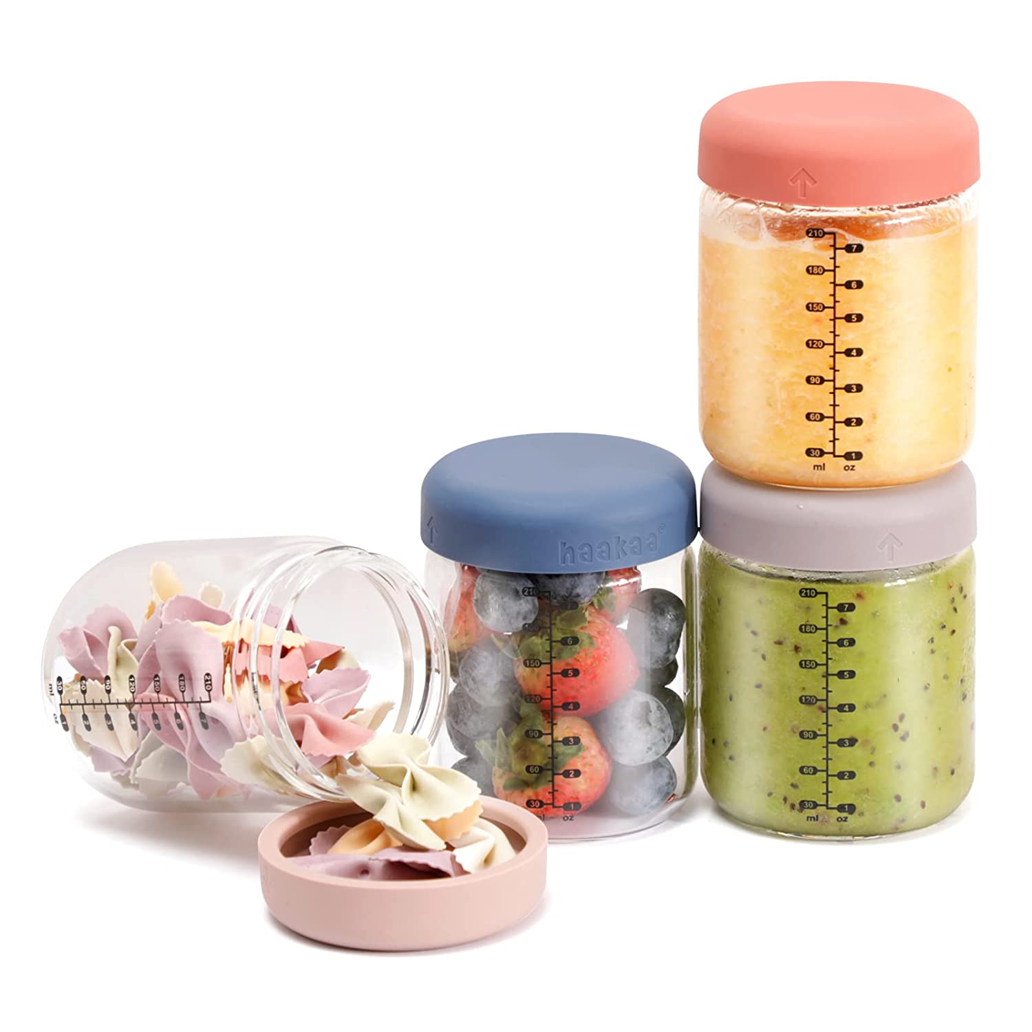 haakaa-sealed-glass-storage-jar-set-4-x-7-oz-borosilicate-glass-jars-with-silico image 2