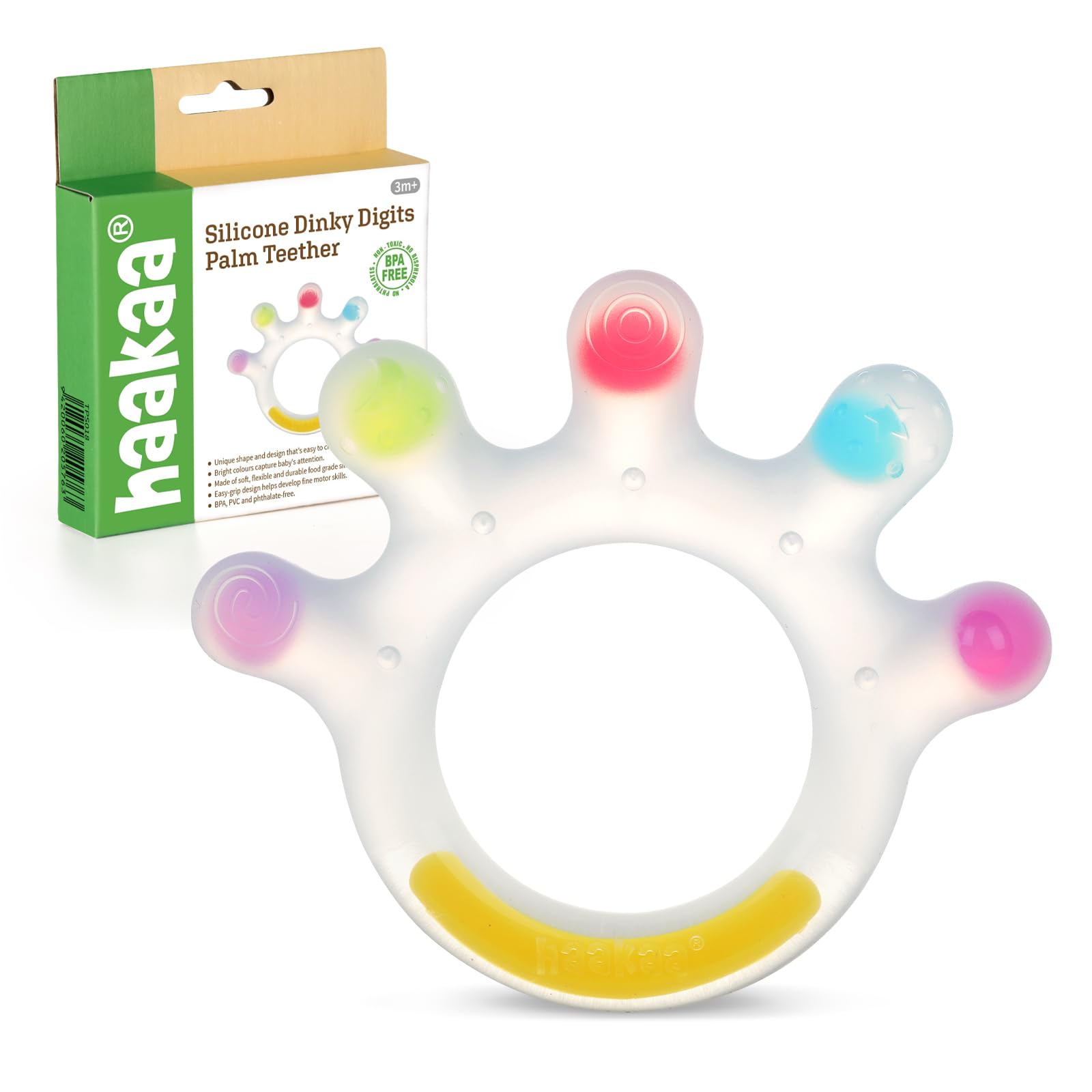 haakaa-dinky-digits-palm-teether-food-grade-silicone-baby-teething-toys-for-0-6- image 1
