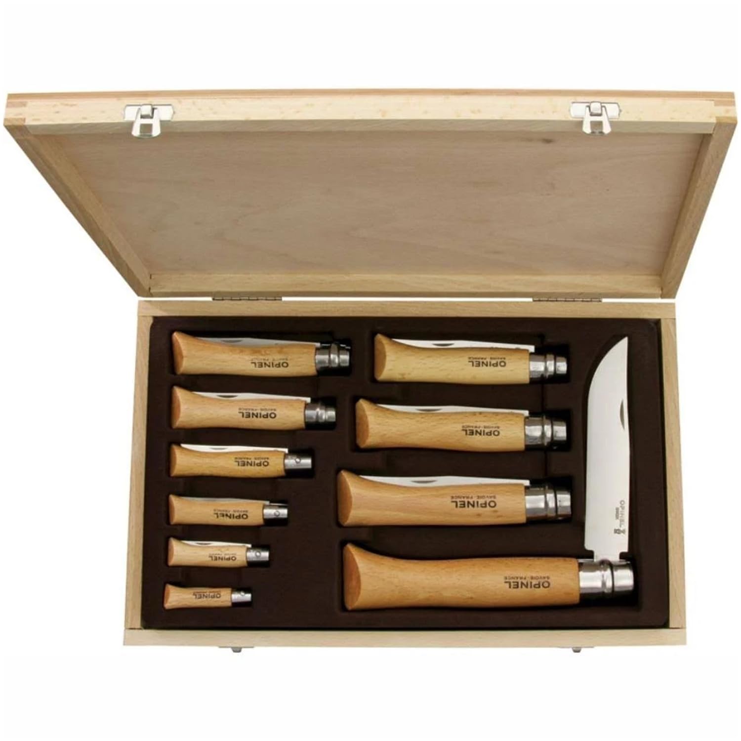 opinel-stainless-steel-folding-knife-box-set-10-knives-no-2-to-no-12-in-wooden-g image 6