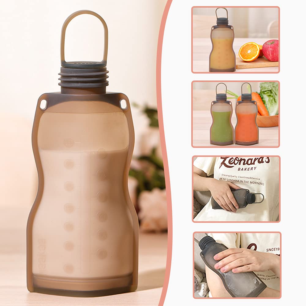 haakaa-reusable-silicone-breastmilk-storage-bag-9oz-2-pack-leak-proof-self-stand image 2