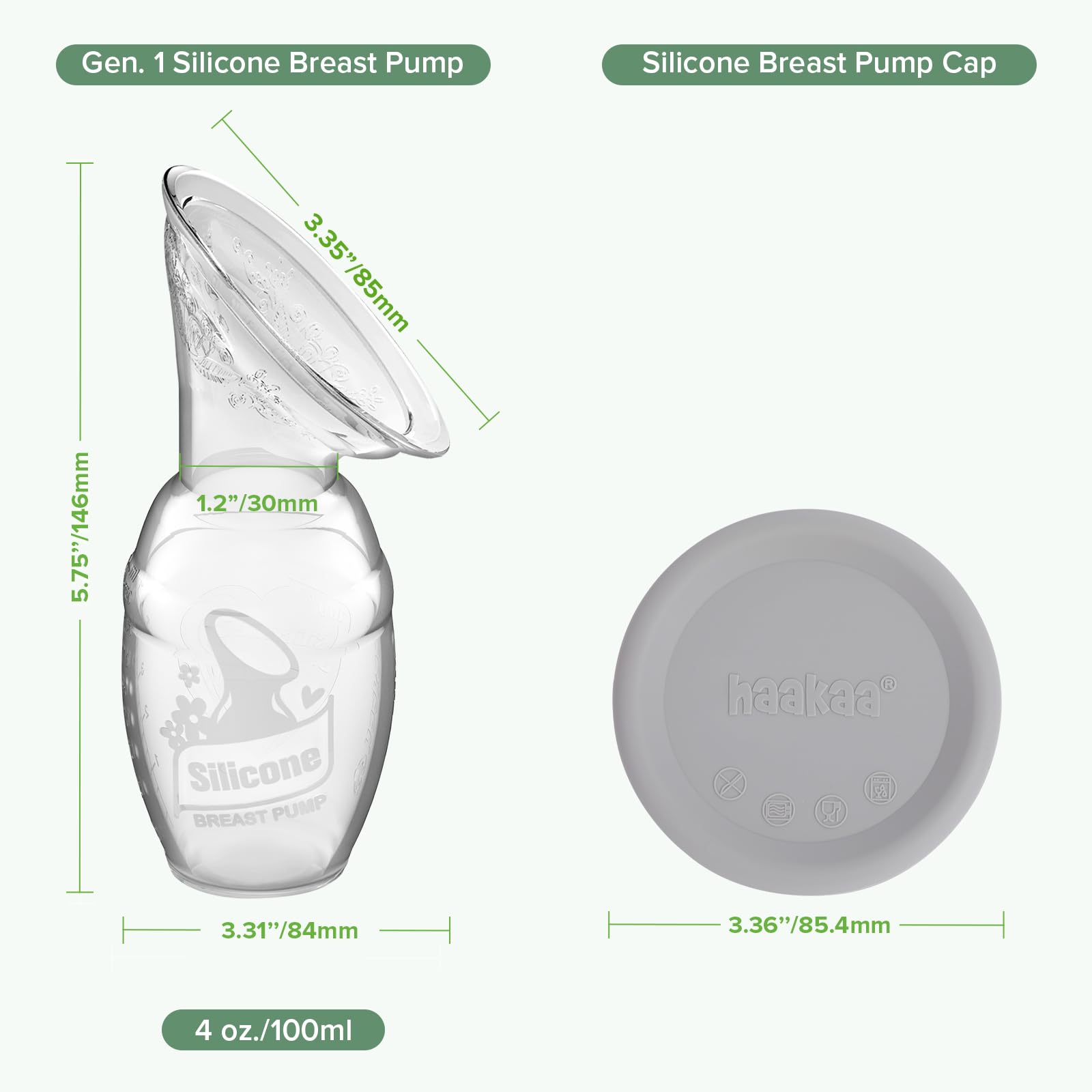 haakaa-gen-1-manual-breast-pump-with-silicone-cap-4oz-100ml-grey image 8