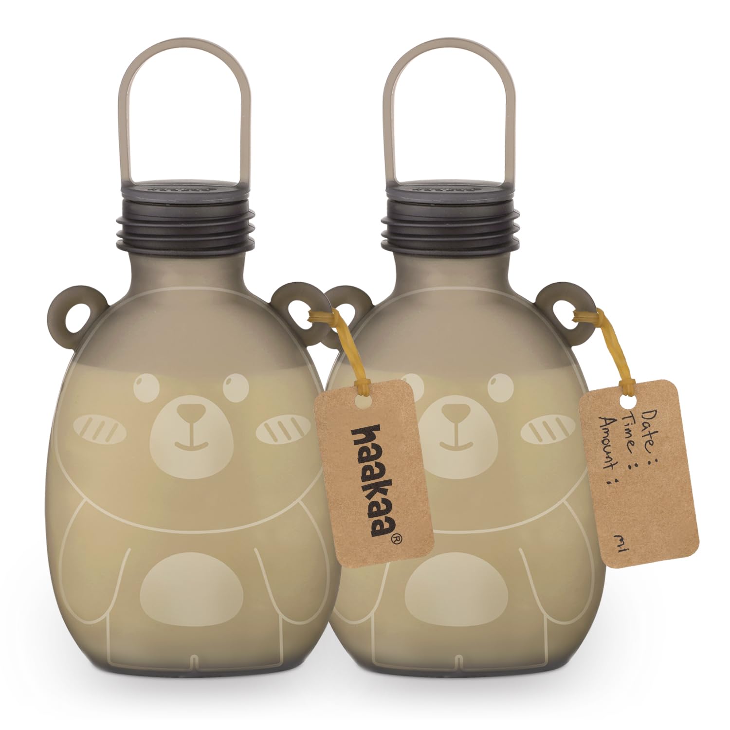 haakaa-happii-bear-silicone-breast-milk-storage-bag-9oz-2-pack-reusable-leak-pro image 1
