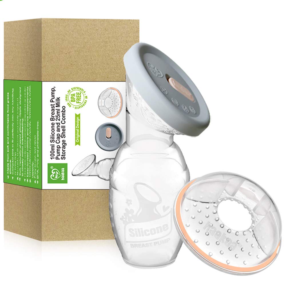 haakaa-manual-breast-pump-with-lid-and-collector-100-food-grade-silicone-4oz-100 image 1