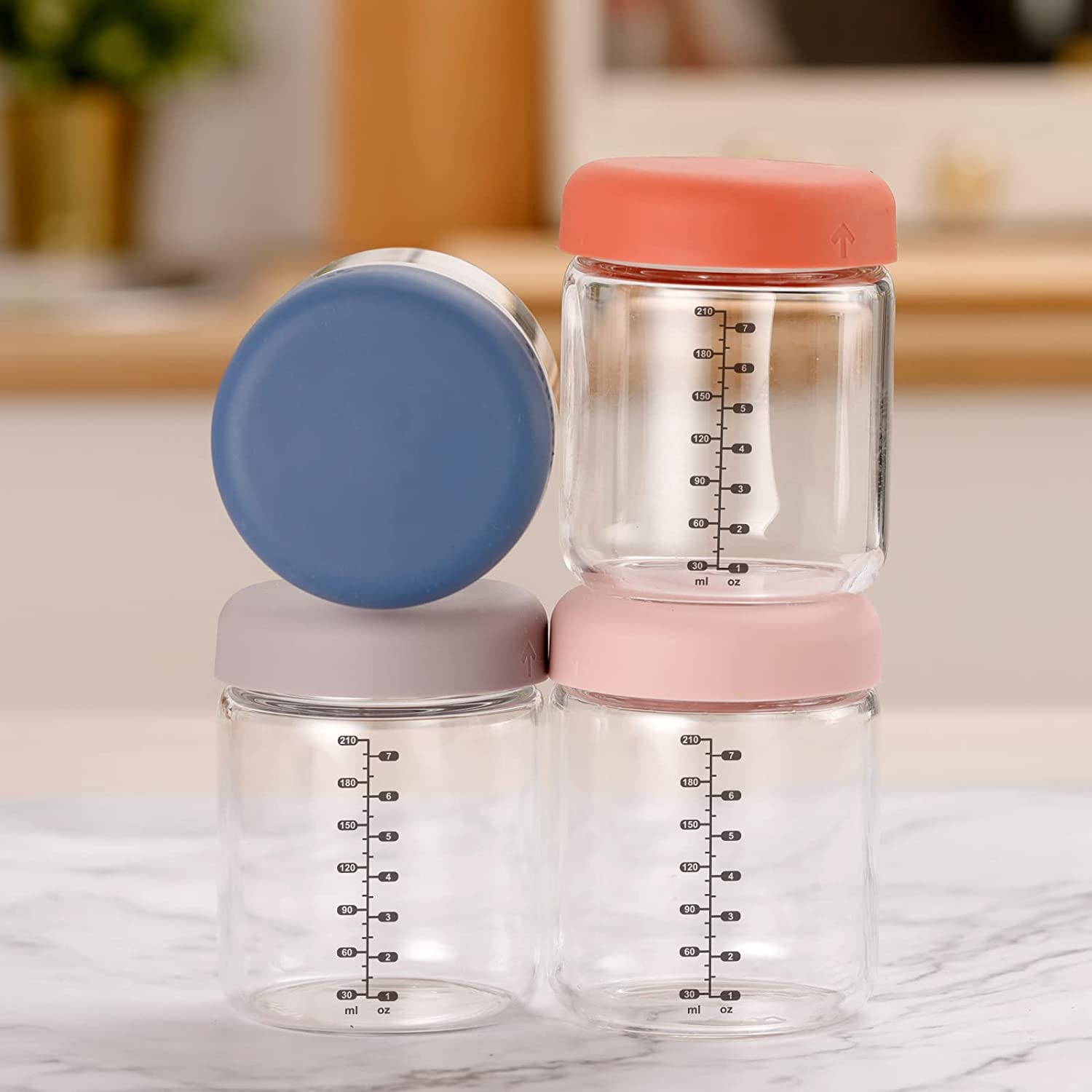 haakaa-sealed-glass-storage-jar-set-4-x-7-oz-borosilicate-glass-jars-with-silico image 3