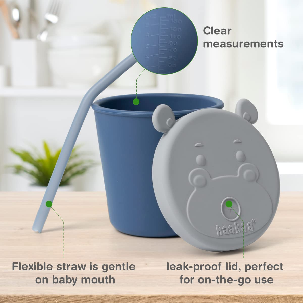 haakaa-jolly-hippo-baby-straw-cup-5oz-silicone-training-sippy-cup-snack-containe image 2