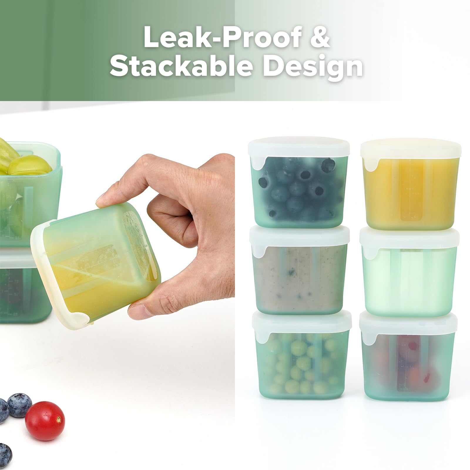 haakaa-mini-meal-silicone-baby-food-containers-3-oz-6-pack-airtight-lids-reusabl image 3