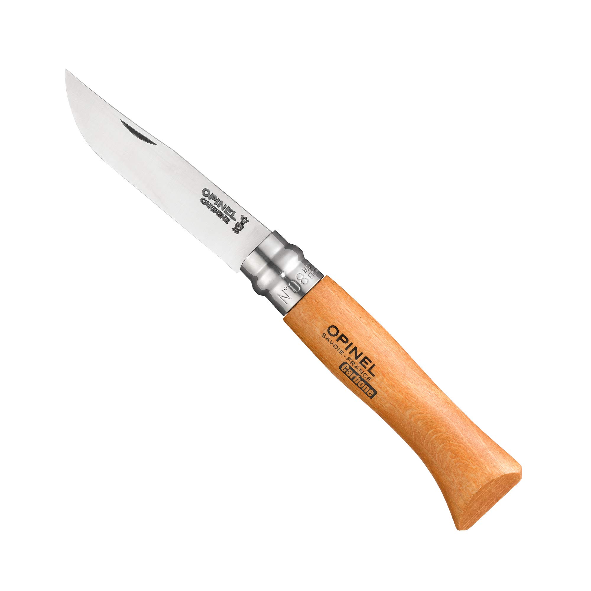 opinel-carbon-no-8-folding-pocket-knife-with-beechwood-handle-and-sheath-classic image 3