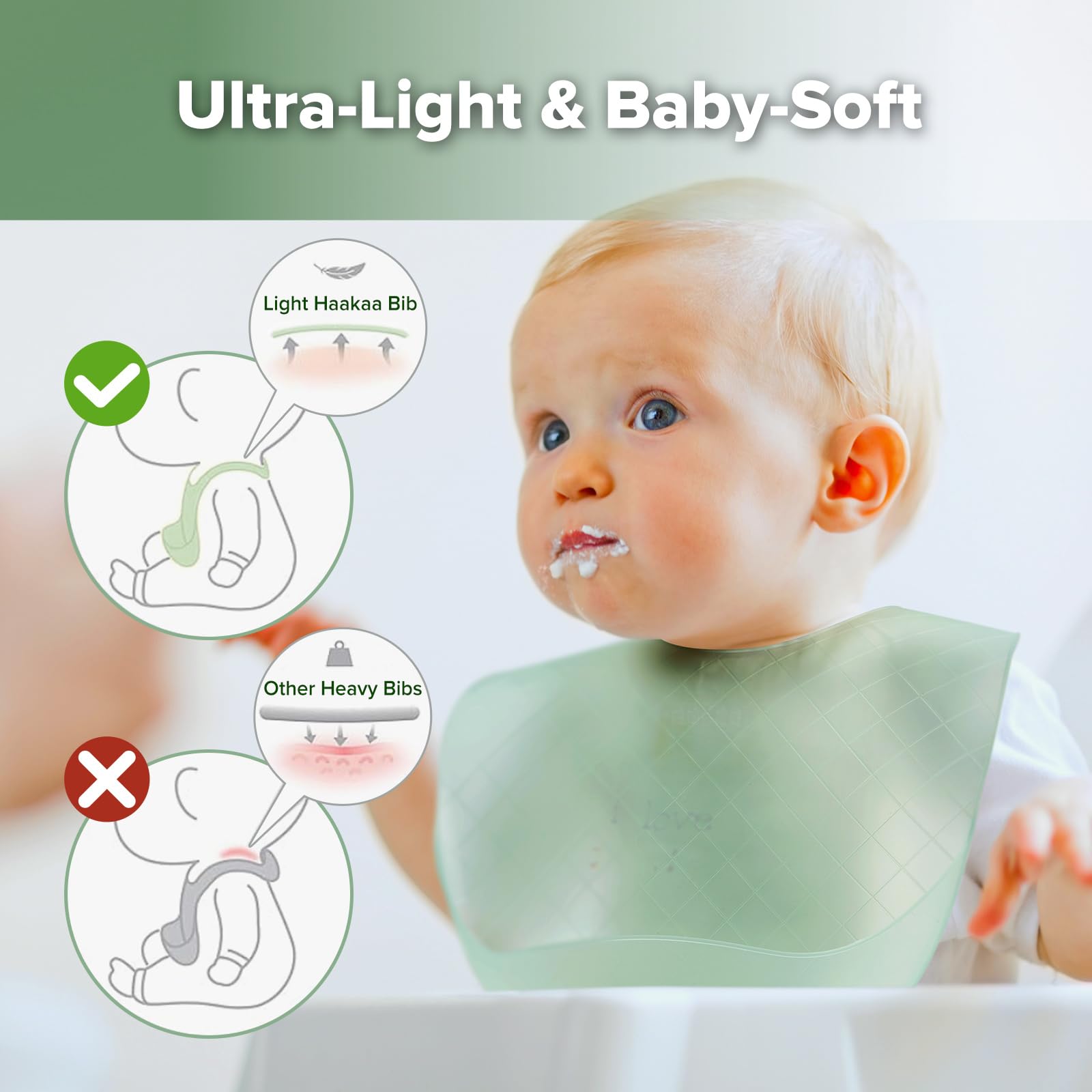 haakaa-lightweight-silicone-pocket-bib-ultra-light-foldable-with-deep-food-catch image 2