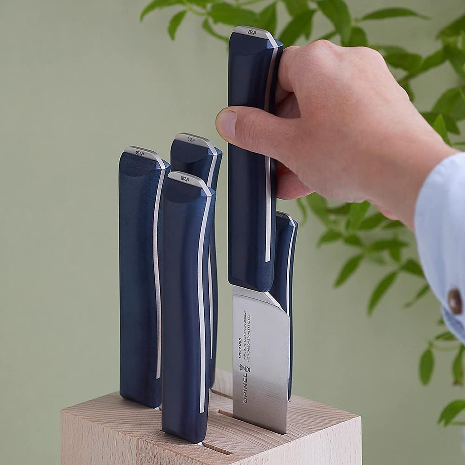 opinel-intempora-5-piece-knife-block-set-beech-wood-block-12c27-swedish-stainles image 4