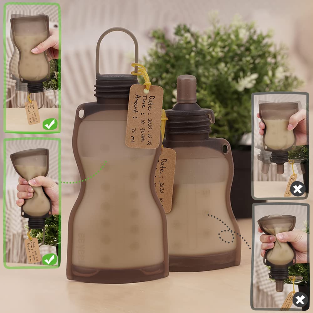 haakaa-silicone-baby-food-pouches-breast-milk-storage-bag-with-silicone-nipple-c image 4